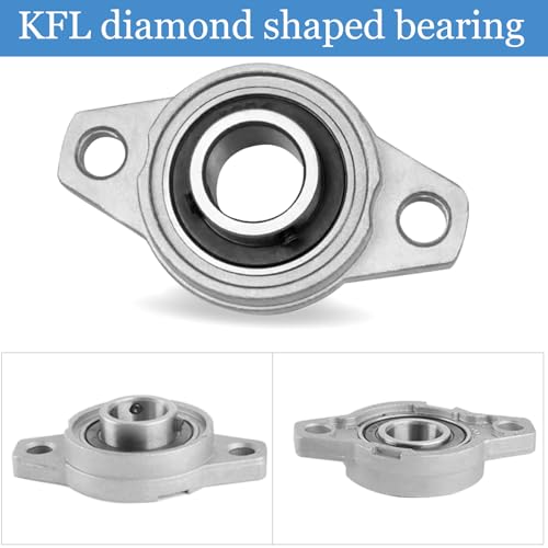 2 Stück Flanschlager, KFL000 Stehlager Lagerbock 10 MM Innendurchmesser Gehäuselager Kugellager Lager Gehäuse Rhombische Wellenlager für Achse Welle Maschine 3D Drucker