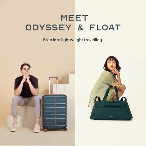 Image of Assembly Premium 28 Inches Large Trolley Bag | Polycarbonate Luggage with 3 Packing Organisers with Overnighter Duffle Bag for Men and Women | 110L + 40L | Green | Odyssey