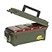 Plano Shot Shell Box, OD Green, Lockable Ammunition Storage Box with Heavy-Duty Carry Handle, Small Plastic Ammo Storage, Water-Resistant Protection, Holds 4 Boxes of Ammo