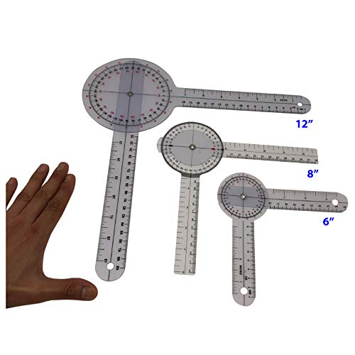 Goniometer Kit Physical Therapy Set That Includes 12,8,6 Inch Sizes. Also use in Occupational Therapy. Clinical and Home Use.