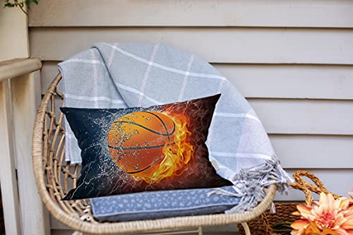 Tarolo Home Decor Pillow Cover Case Flaming Basketball Fire And Water Fashion Design Decorative Pillowcase Pillow Covers Cases 20X30 Inches Two Sided Print #TOP4