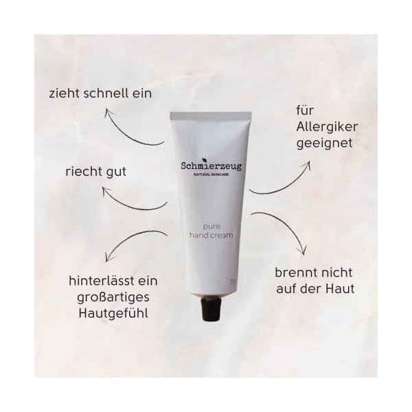 SCHMIERZEUG Hand Cream, Clean Beauty mit Sheabutter, Panthenol & Allantoin, wirklich effektiv bei trockener Haut, zieht schnell ein, Handcreme unterstützt bei Neurodermitis, parfümfrei, 75ml – Bild 6