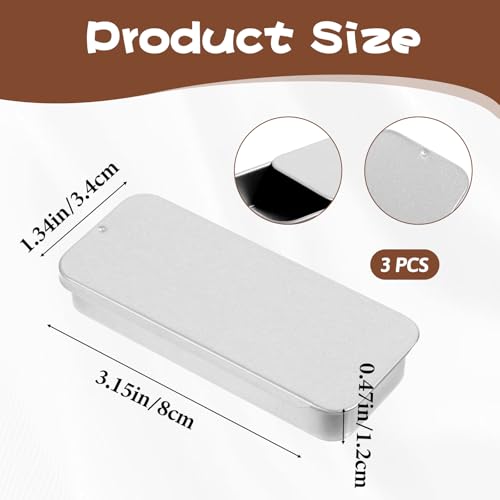 Image of 3 PCS Metal Tin Box Containers, 3.15x1.34x0.47Inch Slide Top Tin Containers Rectangular Empty Hinged Tin Boxs, Portable Box Containers Mini Tins with Lids for Candies, Jewelry, Crafts