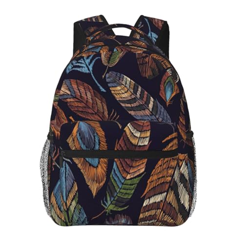 Mochila plegable ligera con estampado de plumas de pavo real