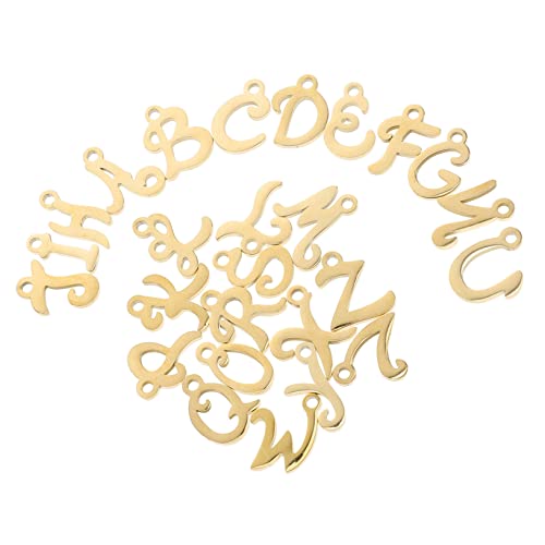CIMAXIC 26 Piezas accesorios de letras collar joyas letter beads encantos del alfabeto de bricolaje encantos de manualidades con letras DIY Acero inoxidable Golden