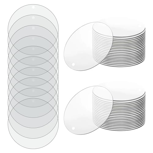 UTMACH 50 pcs 5cm Redondos Acrílicos Transparentes Placa Acrílica Transparente Discos Acrílicos Transparentes Acrílico de Círculo Transparente para Exhibición de Fotogramas, Pintura, Artesanía de DIY