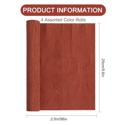 Image of BEISHIDA Fall Crepe Paper Roll, Brown Orange Green 4 Rolls Crepe Paper