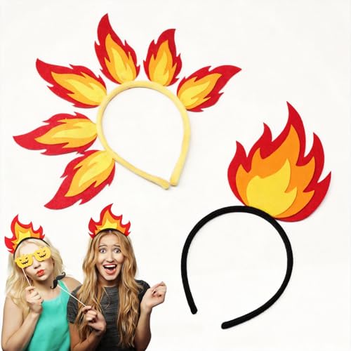 WANGHONGGOGO Faixa de chamas de 2 peças, fantasia unissexo de Halloween, coroa flamejante, ideal para carnaval, cosplay e brincadeiras em festas