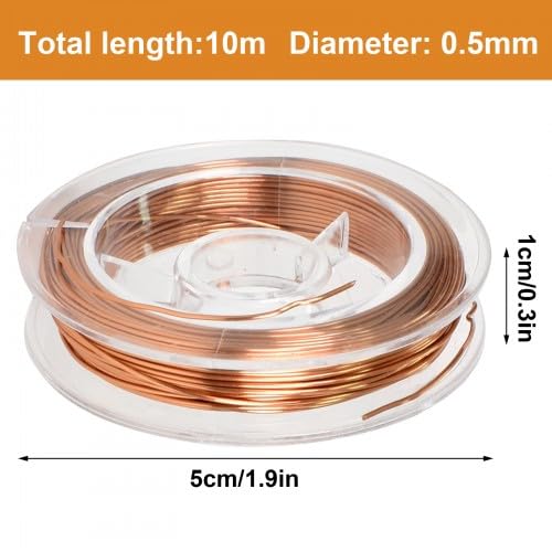 Alambre de Cobre, 2 Rollos de 0,5 mm x 10 m Alambre de Bobinado Esmaltado Alambre de Cobre Conductor, Alambre de Envoltura Magnética para Transformadores Generadores de Inductancia Motores