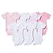 Spasilk 100% Cotton Assorted Short Sleeve Lap Shoulder 7-Pack Bodysuit - Girl, Preemie