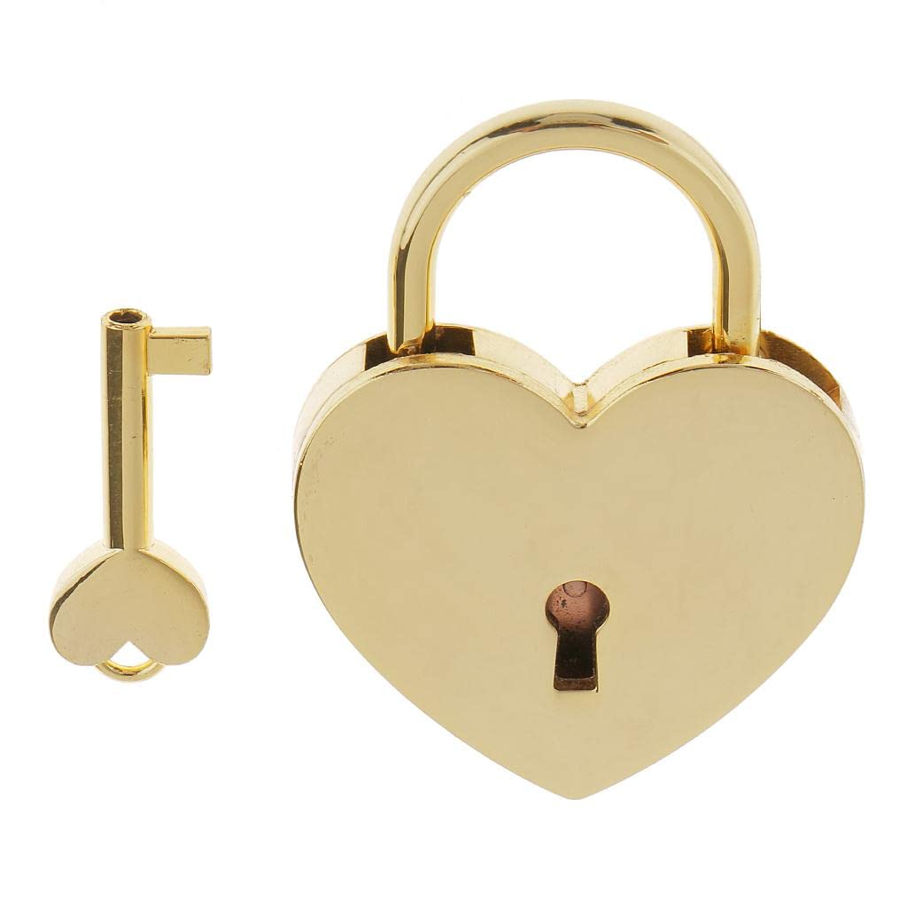UJEAVETTE® Mini Heart Shaped Padlock with Key Travel Luggage Suitcase Safety Lock Set - Golden L-image-17