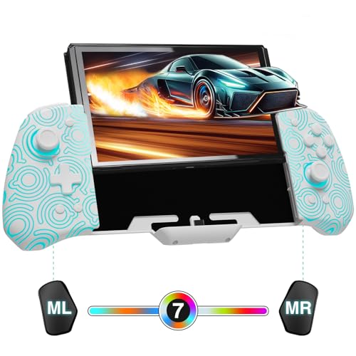 FUNLAB Switch Joypad Controllers for Nintendo Switch/OLED Joycon Replacement, Customizable Switch handheld Controller with Hall Effect Joysticks, Luminous One-Piece Controles Joypad Controller - 7 LED