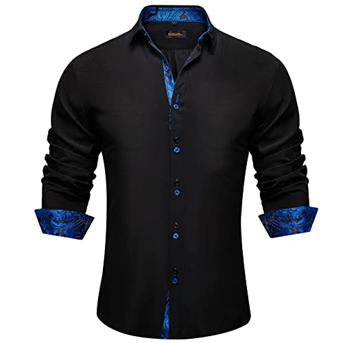 DiBanGu Men's Dress Shirt Long Sleeve Casual Button Down Shirts Regular Fit Inner Contrast Shirt for Business Party