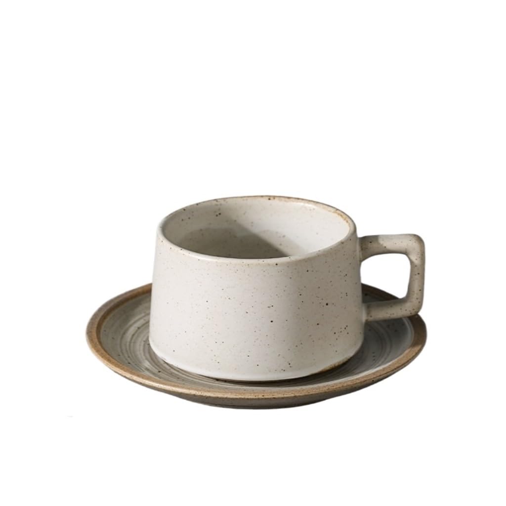 vfdaSWQQ Tea set, Retro Stoneware Cup and Saucer, Exquisite and High-Value Afternoon Tea Set Coffee Mug(B)