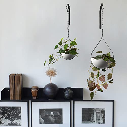 Hajia 2 Pack Waterdrop Shaped Modern Hanging Planter, Metal Plant Hanger For Indoor And Outdoor Plants, Black Hanging Plant Holder For Wall And Ceiling Decor.(No Plants Or Drainage Holes) #TOP6