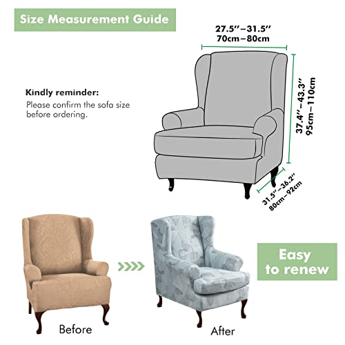 Fuloon Wingback Chair Slipcover 2 Piece Printed Wingback Chair Cover Stretch Spandex Armchair Covers For Living Room Wingback Chair #TOP5