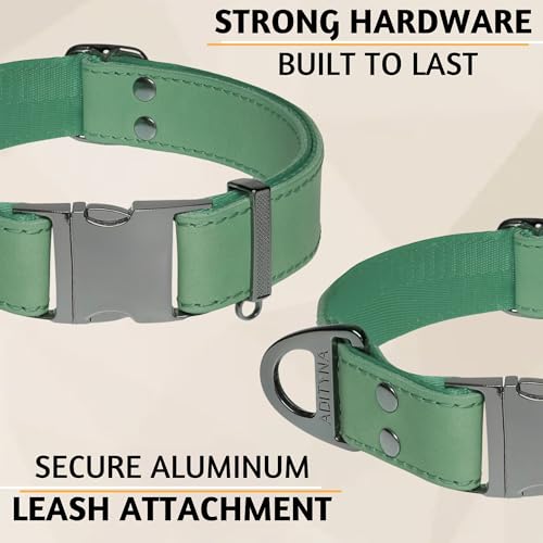 Image of ADITYNA Leather Dog Collar for Large & Extra Large Dogs, Adjustable 19-30 inch | Padded, heavy-duty metal buckle. Great for walking, training - ideal for Rottweiler, German Shepherd, Golden Retriever.