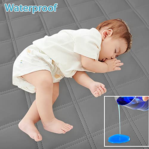 Image of Yoofoss Waterproof Crib Mattress Protector, Quilted Fitted Crib Mattress Pad, Ultra Soft Breathable Toddler Mattress Protector Baby Crib Mattress Cover Breathable and Hypoallergenic (28''x52'')