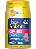 Renew Life Kids Probiotic - Ultimate Flora Kids Probiotic Gummies Probiotic Supplement - Dairy & Soy Free - 2 Billion CFU - Fruit Flavor, 60 Chewable Gummies