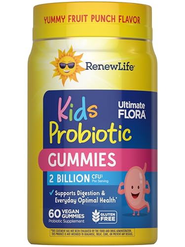 Renew Life Kids Probiotic Gummies, Daily Supplement Supports Overall Health and Optimal Digestion, Dairy and Soy Free, 2 Billion CFU, 60 Count