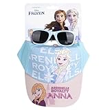 The Geeky Pop Disney Frozen Sommer-Set für Mädchen – Schirmmütze & Sonnenbrille | Elsa Anna | 100% UV-Schutz Kategorie 3 | Größe 5–12 Jahre