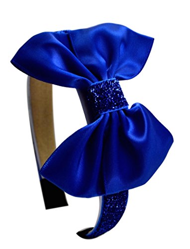 Royal Blue Sparkling Glitter Satin Bow Arch Headband By Funny Girl Designs #TOP17