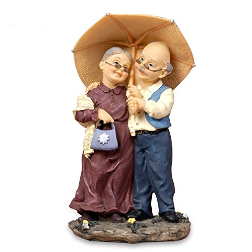 Nanxin Love Grandparents Parents Anniversary Wedding Gift Resin Loving Elderly Couple Figurines Decoration Old Age Life Home Decor For Bedroom Living Room With Gift Card (Umbrella) #TOP7