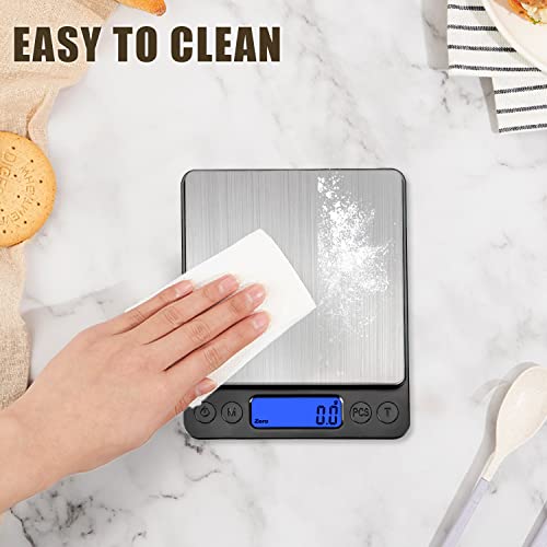 Food Scale, Chwares Kitchen Scale With Trays 3000G/0.1G, Small Scale With Tare Function Digital Scale Grams And Ounces For Weight Loss, Dieting, Baking, Cooking, Meal Prep, Coffee, Black #TOP7