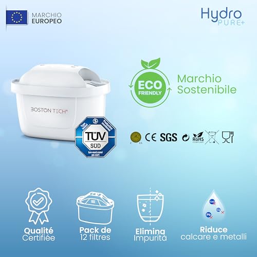 12 Filtri Per Acqua Hydropure® | Compatibili Con Caraffe Brita, Maxtra, Maxtra+ Plus, Marella, Perfectfit, Basics | Rimuovono: Pfas, Pfoa, Pfos, Cloro, Calcare E Metalli | Certificato TÜV SÜD - 2