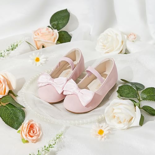 Image of PHIRAMIN Toddler Flower Girl Dress Shoes - Little Girl Ballet Flats Bow Wedding Party