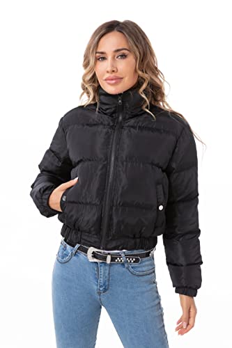 Hujoin Puffer Jacket Womens Casual Long Sleeve Bomber Jacket Full Zip Padded Winter Coat3