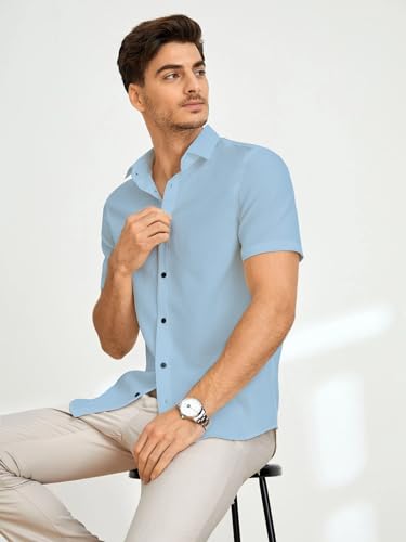 Image of TAGDO Men's Casual Shirt|| Solid Shirt|| Half Sleeve (5160)