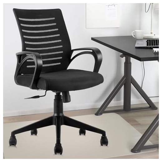 ASTRIDE Ace Mid Back Office Chair for Work from Home/Study Chair Height Adjustable Revolving Chair with Tilt Lock [Heavy Duty Nylon Base, Black]