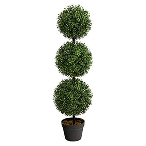 Nearly Natural 3ft. Artificial Triple Ball Boxwood Topiary Tree (Indoor/Outdoor) T2021, Green