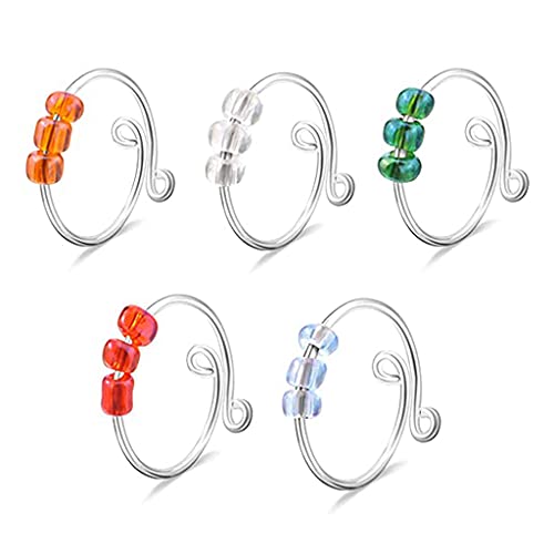 Wenyounge 5 pièces bague anti-anxiété avec perles fidget anneau ouvert femme pas d'anxiété patient anneau de perle anneau de décompression Cover