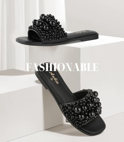 Ankis Black White Sandals Women Flat Sandals Comfortable Womens Slide Sandals Fashion Flat Sandals for Women 2025 Summer2