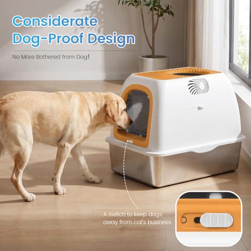 Image of SuzziPaws Stainless Steel Litter Box Dog-Proof Leak-Proof for Multi-Cats
