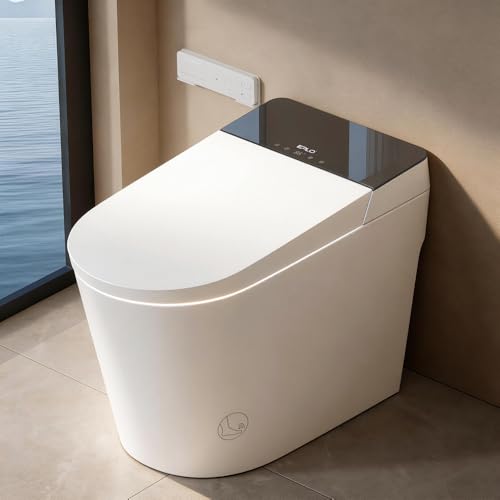 EPLO Luxury Smart Toilet Bidet with 1000g MaP Powerful Flush Foam Shiled Auto Open Close Mens Urinal Auto Flush Moving Dryer ADA Comfort Height Glass Panel Modern Elongated Toilet with Tank G20MAX