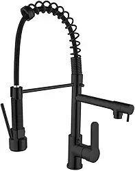 Torneira Gourmet Cozinha Monocomando, Torneira de Cozinha Cromada Bancada Com Spray Extensor, Volante Em Alavanca, Fácil Encaixe (preto)