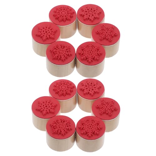 MAGICLULU Sellos de Madera para Scrapbooking y Manualidades Navideñas, 12 Unidades de Copos de Nieve Vintage de 1,2 Pulgadas, Madera Natural, Ideales para Tarjetas y Proyectos DIY