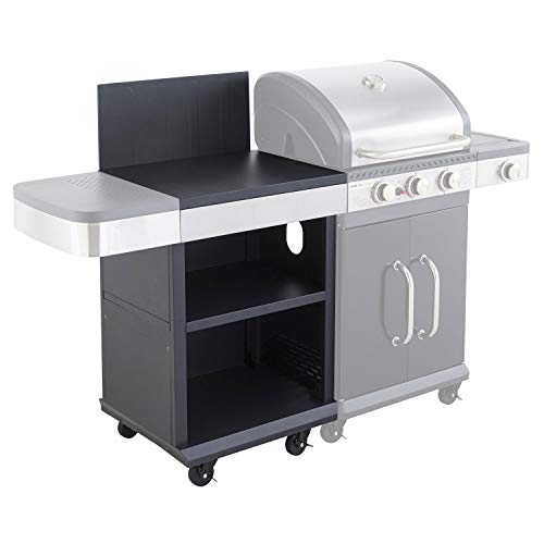 Cook’in Garden - Desserte FIDGI, Chariot avec Plan de Travail Compatible Barbecue Gaz FIDGI 3 et 4, Meuble sur roulettes Facile à Déplacer, Grand Espace de Rangement, Noir