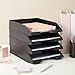 Stockroom Plus Letter Tray - Stackable Desk Organizer Trays - Desktop File Organizer - Mail & Document Storage - Pack of 4, Black, 10 x 13.5 x 2.5 in