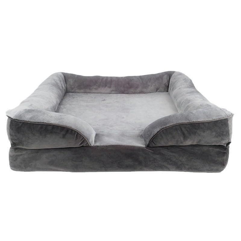 RUYICZB Camas ortopédicas de Espuma para Perros, sofá Cama Lavable para Perros con Funda extraíble y Base Antideslizante, Cama para Mascotas con cojín,Dark Gray,105x81x18cm