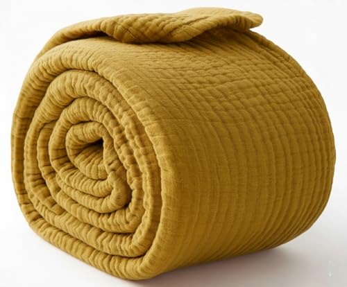 KyraHome Überwurfdecke aus 100% Bio-Musselin-Baumwolle, 139,7 x 152,4 cm, für Erwachsene, handgefärbt, atmungsaktiv, weich, leicht, Gaze… – Ansicht 4