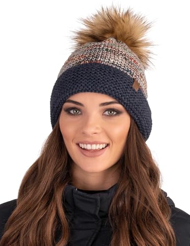 Bonnet pour femmes contre le froid Vivisence tricot doublé polaire sans serrer