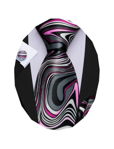Image of Barry.Wang Designer Mens Tie Sets Silk Necktie Pocket Square Cufflinks | Necktie Sets for Men,Silk Ties Handkerchief Cuff Links,Jacquard Woven,Fashion Wedding Business Party