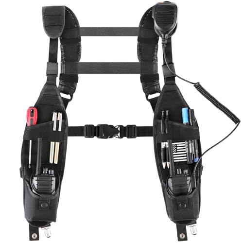 KEESIN Universal Double Radio Shoulder Harness Holster Chest Vest Rig Walkie Talkie Work Harness Holder for Police Firefighter Two Way Radio Rescue Essentials