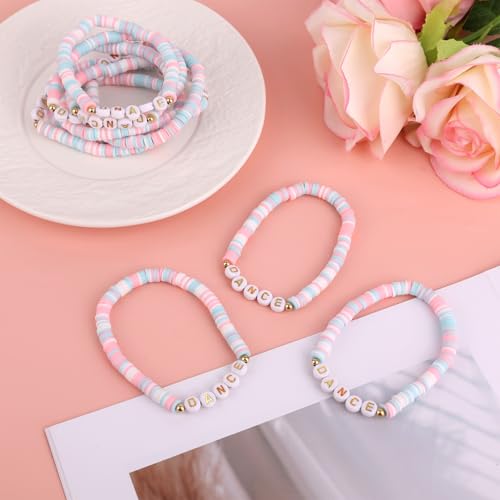 24pcs Polymer Clay Dance Bracelets, Elastic Dance Beaded Bead Bracelets Ideal Women Dancer Ballerina Jewelry Gifts and Birthday Recital Party Favors Dancing Friendship Competition Prizes3