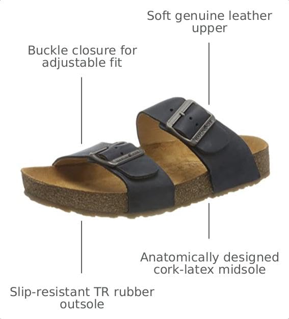 Image of HAFLINGER Andrea Elegant Leather Sandals with Rubber Sole and Cork Latex Footbed Unisex