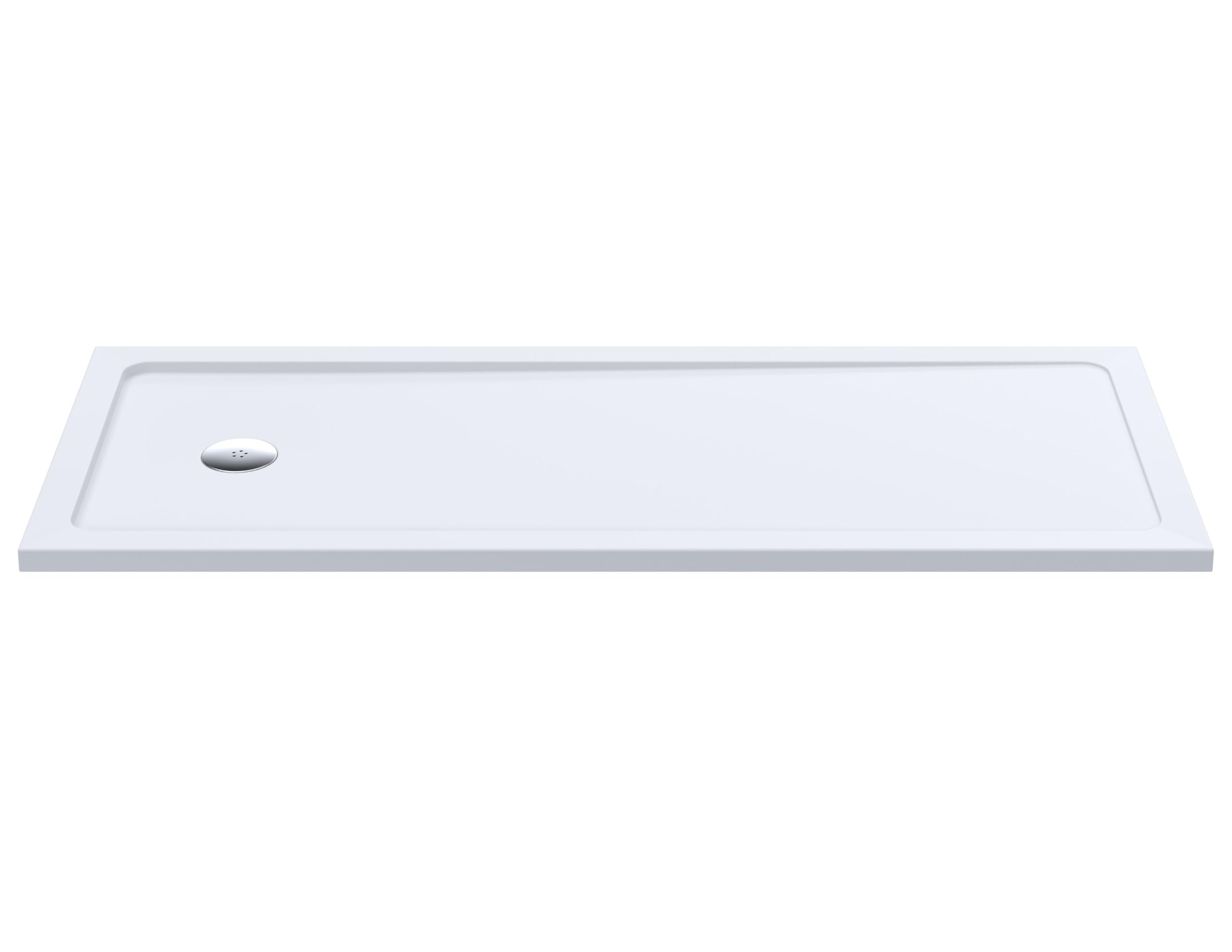 Balterley 1700 x 700 mm Rectangular Shower Tray, Slimline Shower Trays, Durable Stone Resin Base Trays for Bathroom Enclosure Cubicle, Central Waste Rectangular Tray for Wetroom Showers (White)